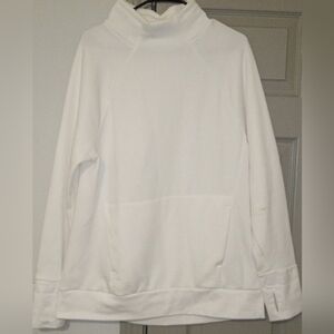 Womens Sz L White Fabletics Pullover Mock Turtleneck Sweater